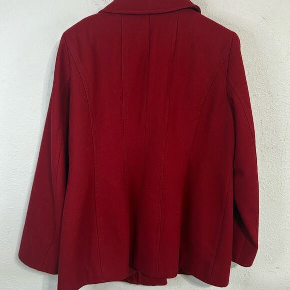 London Fog Scarlet Red Pea Coat Classic Wool-Blend Button Down Coat Size XL - Picture 5 of 8